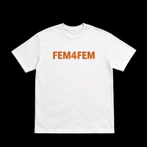 FEM4FEM White T-shirt with glitter lettering. 100% cotton